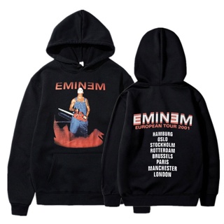 เสื้อกันหนาวแขนยาว มีฮู้ด แบบสวมหัว ลาย Eminem Anger Management Tour 2002 แฟชั่นฮาราจูกุ สไตล์วินเทจ สําหรับผู้ชาย และผู้หญิง