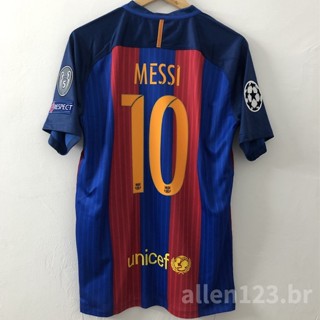 เสื้อกีฬาแขนสั้น ลายทีมชาติฟุตบอล Barcelona 16 17 ชุดเหย้า สไตล์เรโทร สําหรับผู้ชาย 10