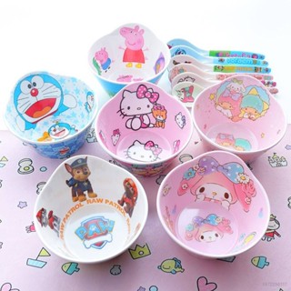 ชามเมลามีน ลายการ์ตูน Hello Kitty Melody น่ารัก สร้างสรรค์ กันตก ของใช้ในครัวเรือน สําหรับใส่ช้อน ส้อม