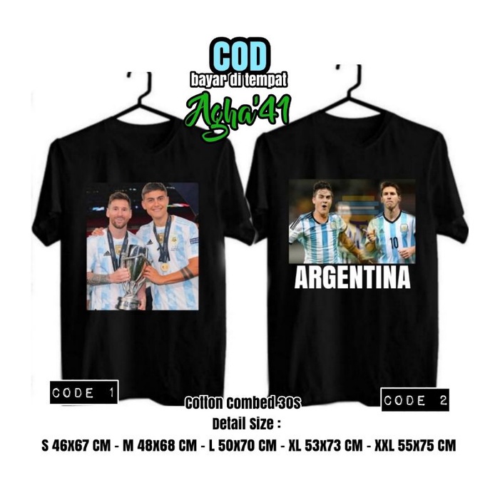 เสื้อยืดพรีเมี่ยม พิมพ์ลาย Argentina MESSI DYBALA