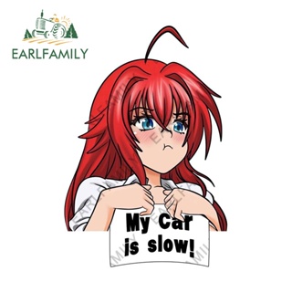 Earlfamily สติกเกอร์ไวนิล ลายการ์ตูนอนิเมะ High School D×D My Car Is Slow ขนาด 13 ซม. x 8.8 ซม. กันน้ํา แบบสร้างสรรค์ สําหรับติดตกแต่งรถยนต์