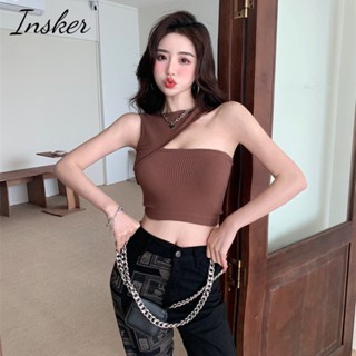 Insker- เสื้อกล้ามลําลอง สีพื้น ทรงสกินนี่ แฟชั่นฤดูร้อน สําหรับผู้หญิง