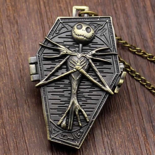 The Nightmare Before Christmas Pocket Watch Jack Skellington Skull Skeleton Quartz Pocket Watch