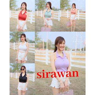 ✨🌹SirawanShop 👗เสื้อครอปคอปกโปโล แต่งกระดุมหน้า สีพาสเทล น่ารักสวยหวานเย็นตาเย็นใจ ใส่สบาย