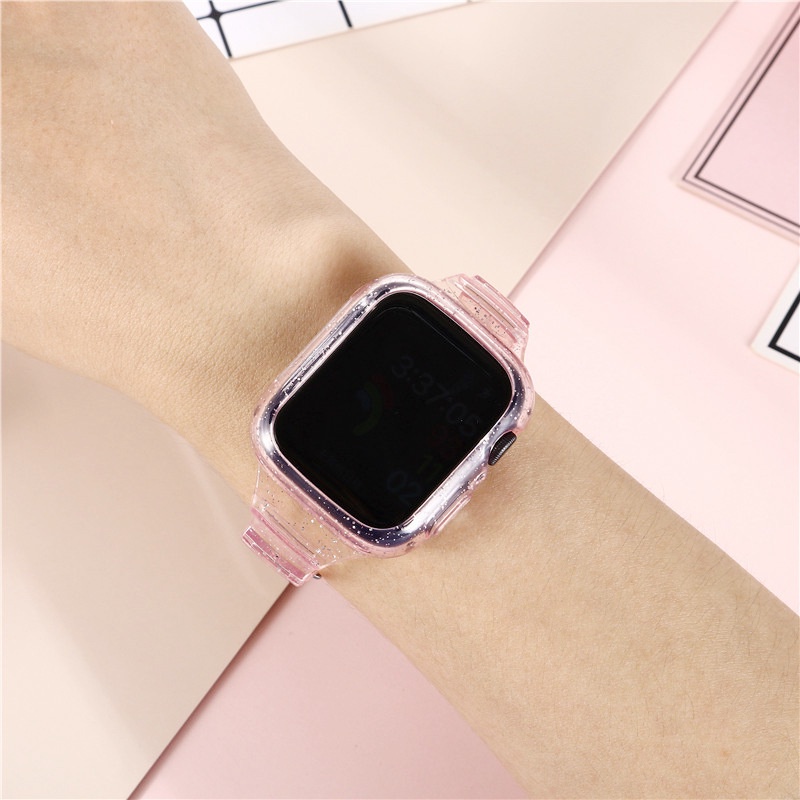 (Fast Shipping) สายนาฬิกาซิลิโคนใส iwatch 9/8/SE/7/6/5/4/3/2/1 สายนาฬิกาซิลิโคน 45mm.42mm.44mm.40mm.38mm.41mm