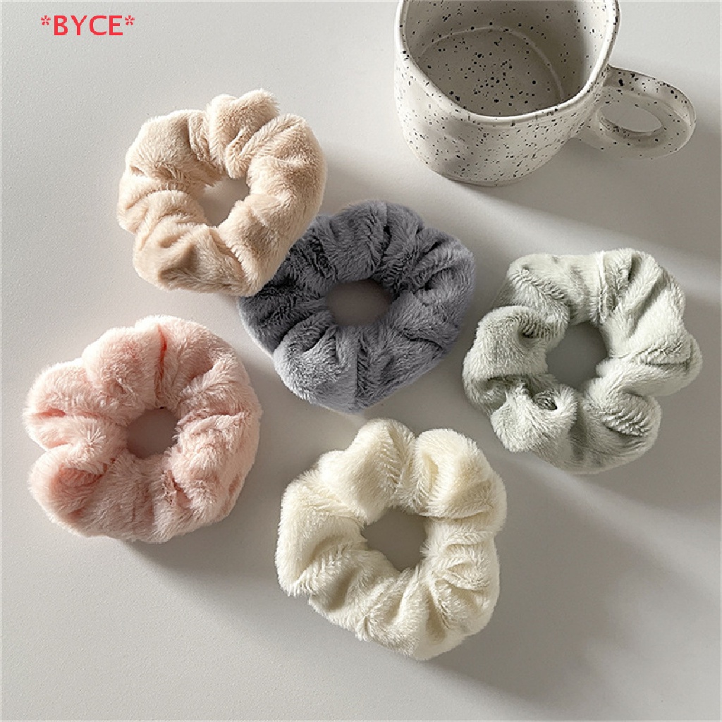 Byce> ฤดูหนาว อบอุ่น นุ่ม ผม Scrunchies ผู้หญิง น่ารัก ตุ๊กตา ยืดหยุ่น ยางรัดผม หลากสี ใหม่