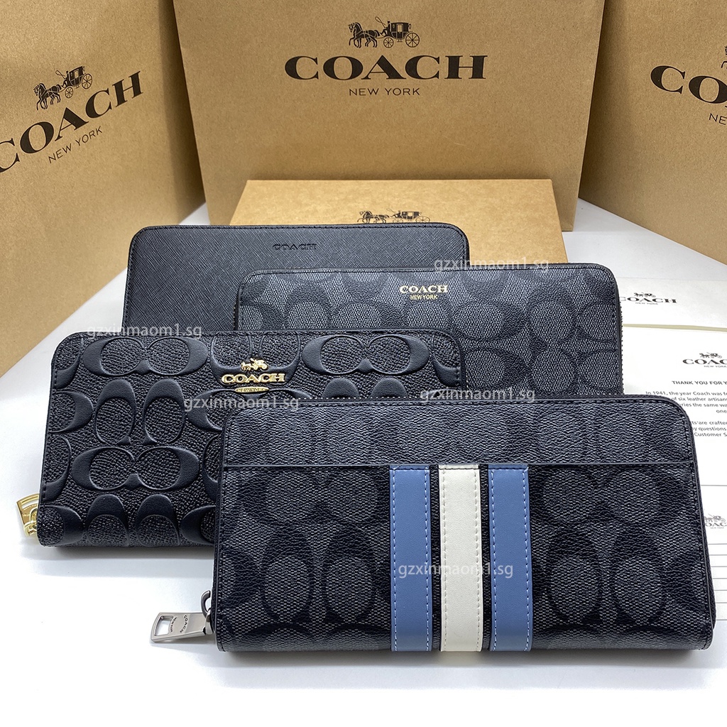 ของแท้ 100% COACH F26070 F74597 กระเป๋าสตางค์คลาสสิกสำหรับผู้ชาย กระเป๋าสตางค์ยาวสำหรับผู้หญิง กระเป๋าสตางค์หนังแท้ กระเป๋าสตางค์หนังแท้ กระเป๋าสตางค์ซิปยาว Unisex