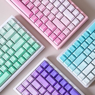 คีย์แคปปุ่มกดแต่งคีย์บอร์ดน่ารัก YUNZII PBT Double-shot Cherry Profile keycap 127 keys สีพาสเทลไล่สี