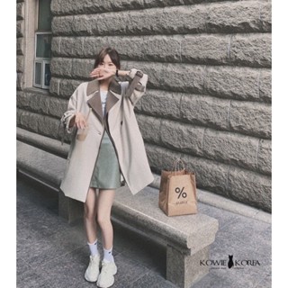 Kowie Coats ( 2013 ) Medy โค้ทสีเทาแต่งปก 2 ชั้นสีเขียวขี้ม้า price 1690฿ พร้อมส่ง