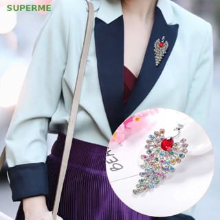 Superme เข็มกลัด รูปนกยูง ประดับพลอยเทียม ขนาดใหญ่ 3 สี สําหรับตกแต่งงานแต่งงาน