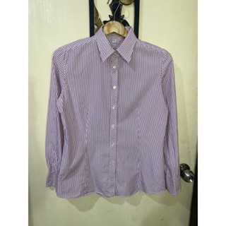 เชิ้ตหญิงแดงขาว uniqlo sizr L