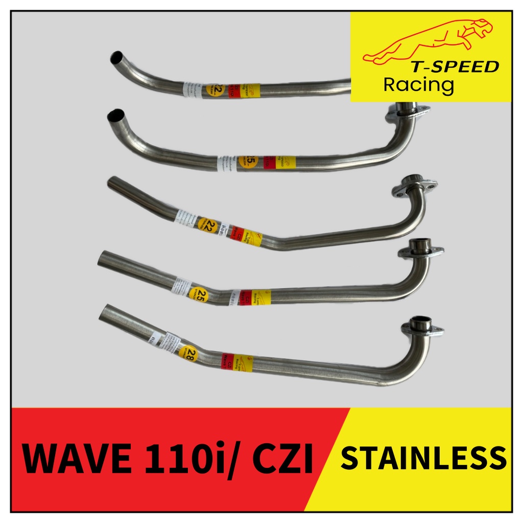 คอท่อ Honda Wave110i/ CZI ตัวเก่า 👉มีให้เลือกทั้งคอโค้งเดิม และ คอแปลงตรง 🔩 Stainless steel แท้ เกรด 304 หนา: 1.2 มิล