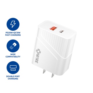 OWIRE หัวชาร์จ หัวชาร์จเร็ว PD 30W พอร์ต USB Typ C 2 พอร์ต PD20W + QC3.0 หัวชาร์จ adapter fast charge อแดปเตอร