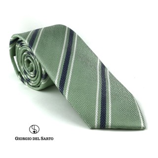 Giorgio Del Sarto Necktie 7.5cm Green  Fabric Texture เนคไทสีเขียวมีเท็กเจอร์