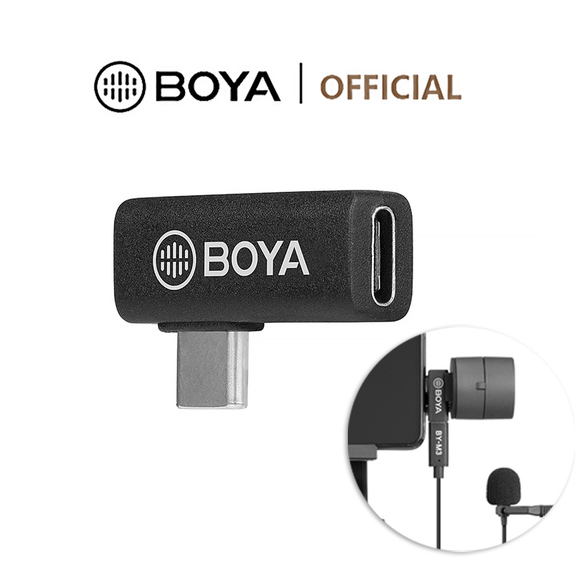 BOYA BY-K5 Type-C (ตัวผู้) เป็น Type-C (ตัวเมีย) มุมขวา 90° อะแดปเตอร์แปลง สําหรับโทรศัพท์ Android iPad iPod แล็ปท็อป PC ใช้งานง่าย