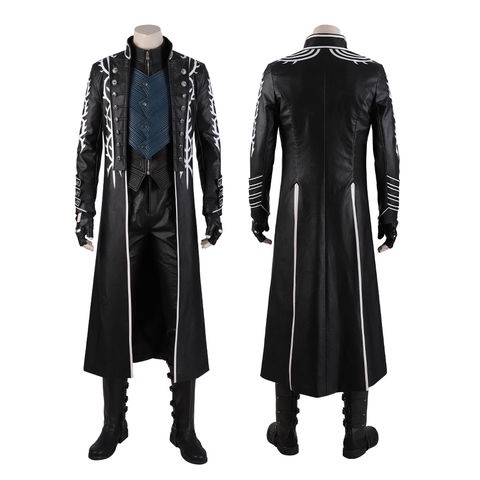 เสื้อโค้ทและกางเกงหนังผู้ชาย Devil May Cry/Virgil เครื่องแต่งกายคอสเพลย์ของ