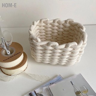 Hom-E Cotton Rope Storage Basket White Simple Desktop Organizer for Key Wallet Cosmetics