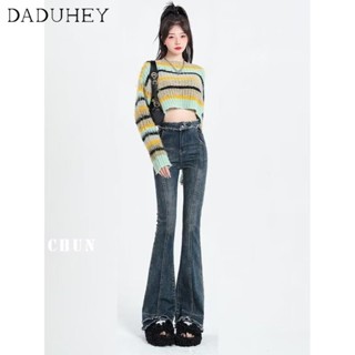 DaDuHey💕 Womens New High Waist Slimming Slightly Flared Jeans Hot Girl Stretch Slim Jeans Bootcut Pants