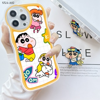 Samsung Galaxy A02 A03 A03S A04 A04S Core เคสซัมซุง สำหรับ Case Cartoon Shin-chan Wave Bracket เคส เคสโทรศัพท์ เคสมือถือ Full Back Cover Soft Cases Protective Shockproof Casing