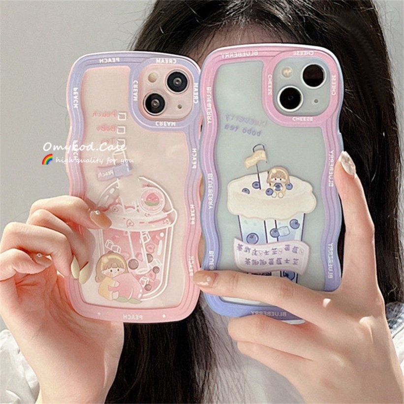 🌈Ready Stock 🏆 OPPO A17 A16 A77 A15 A57 A94 A95 A93 A78 A76 A96 A55 A54 A53 A5 A9 A32 A33 A31 A5S Reno 5 6 7 Pro F9 F11 Cute ice cream Soft TPU Phone Case Shockproof Candy Color Wavy Edge Case