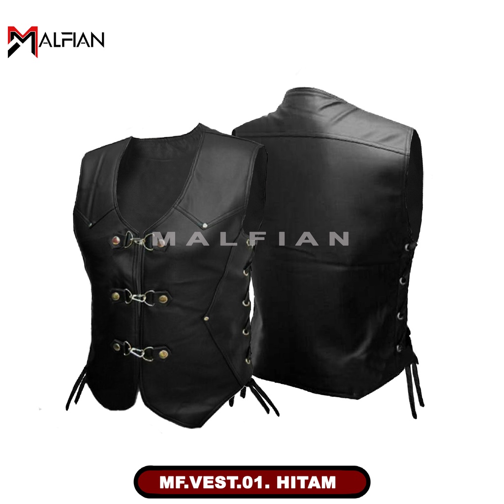เสื้อกั๊กคาวบอยสไตล์ Bikers เสื้อกั๊กหนังสังเคราะห์ MF.VEST.01