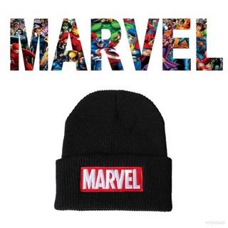 [GR] หมวกบีนนี่ ผ้าขนสัตว์ถัก ปักลาย The Avengers Marvel เรียบง่าย สําหรับผู้ชาย และผู้หญิง ทุกเพศ