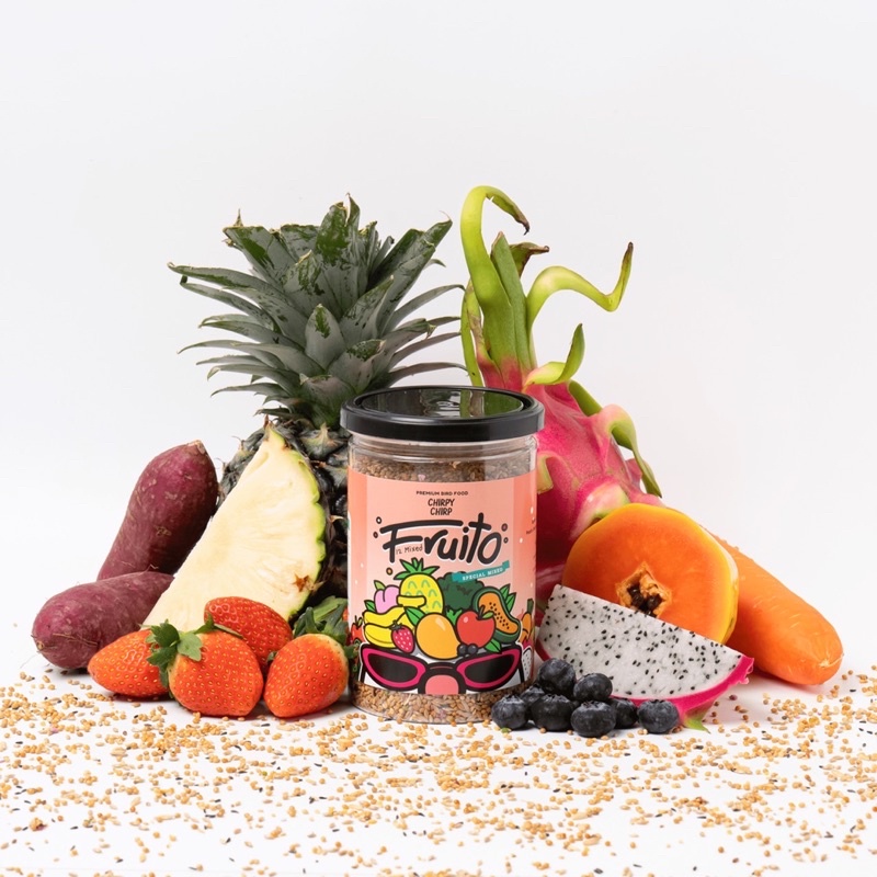 🍓🥕สูตรใหม่🍌🍠อาหารนกเชิร์พปี้ เชิร์พ Chirpy Chirpธัญพืชผสมผักและผลไม้รวมฟรีสดราย สูตรFriuto อาหารนกแก้ว ธัญพืชรวมสำหรับนก