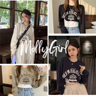 mollygirl เสิ้อ 2 ชิ้น เสื้อแขนยาว เสื้อผ้าผู้หญิง เสื้อแขนยาว เสื้อแฟชั่นผญ 60125#