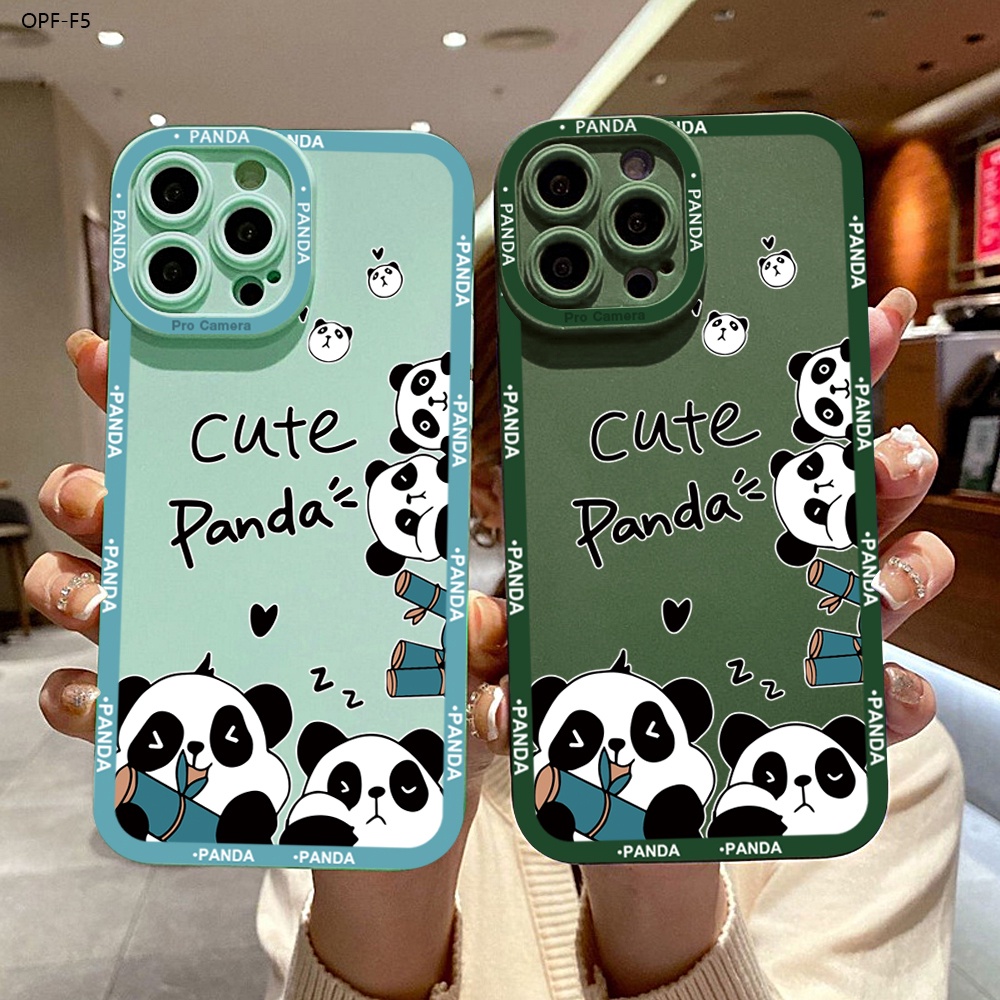 OPPO F5 F7 F9 F11 Youth Pro เคสออปโป้ สำหรับ Case Cute Cute Panda เคสโทรศัพท์ Full Cover Thicken Lens Liquid Silicone Cases