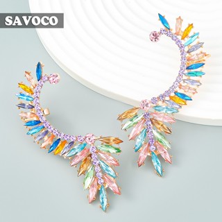 Savoco ผู้หญิง Y2K Ins แฟชั่น สี พลอยเทียม ต่างหูสตั๊ด โลหะผสม ครึ่งดวงจันทร์ ต่างหูหล่น สําหรับผู้หญิง เครื่องประดับ ของขวัญ SE049