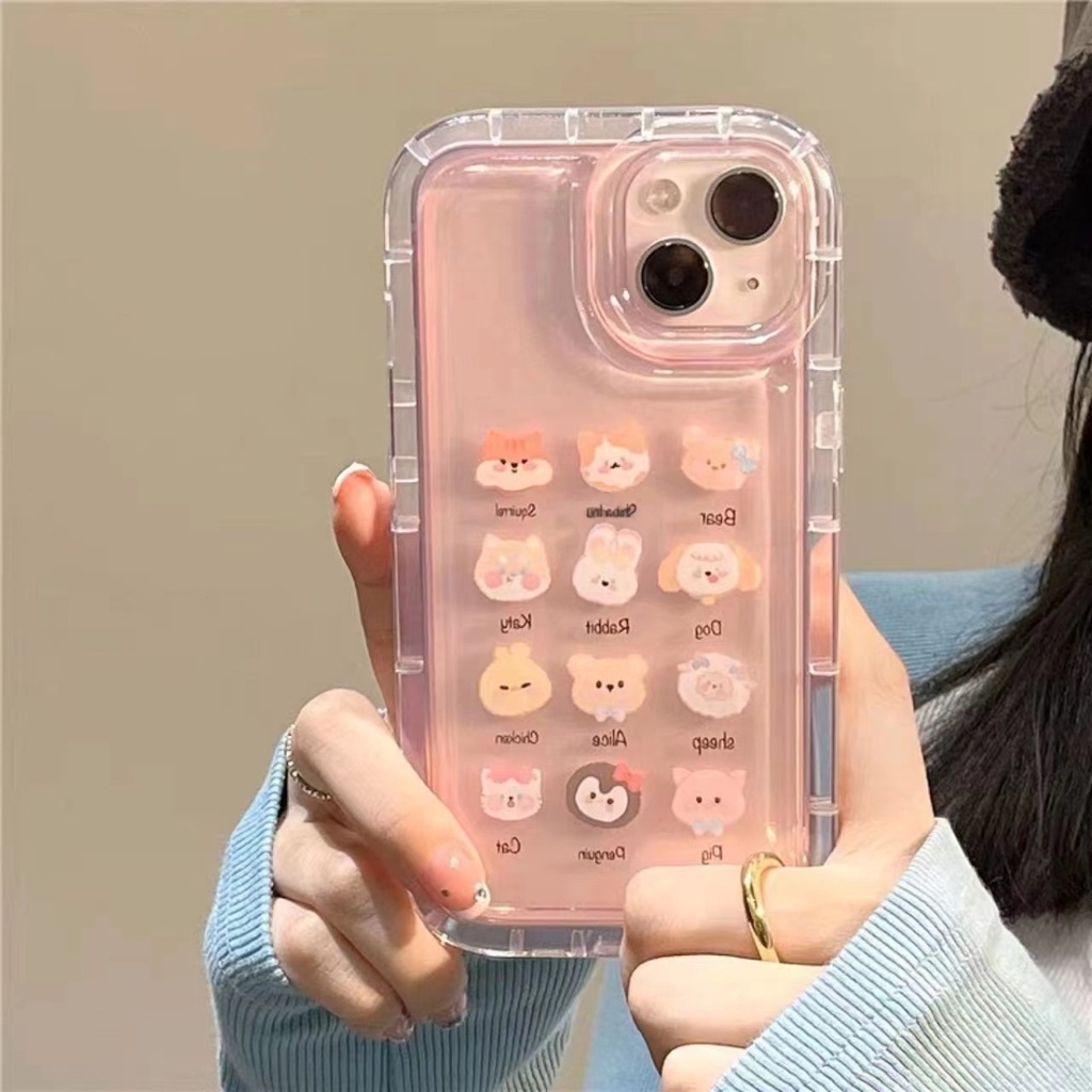 เคสโทรศัพท์มือถือแบบนิ่ม TPU ใส กันกระแทก ลายสัตว์น่ารัก สําหรับ IPhone 14 13 12 11 Pro XS Max X XR 7 8 6 6S Plus