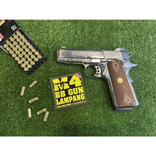 (โปร) แบลงค์กันKUZEY M1911 ลายSeries70 สีเงินเงา 4นิ้ว + กริบG10