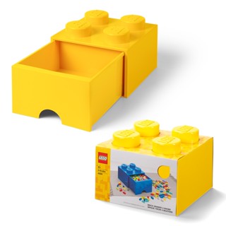 LEGO Storage Drawer Brick 4 Yellow กล่องเลโก้ มีลิ้นชัก กล่องอเนกประสงค์ สีเหลือง 25x25x18 cm