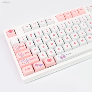 คีย์แคปอนิเมะ keycap keycap anime ♠ธีมกระต่ายไอน้ำ PBT ระเหิด XDA ความสูง 129 คีย์ชุดเล็กครบชุดของอะนิเมะน่ารักสีชมพูปุ่