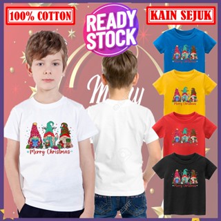 เสื้อยืดผ้าฝ้าย 100% พิมพ์ลายคริสต์มาส Baju Budak Lelaki Baju Budak Perempuan สําหรับเด็ก