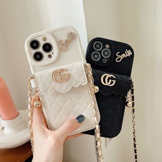 พร้อมส่ง เคสโทรศัพท์มือถือ พร้อมช่องใส่บัตร และสายคล้อง กระเป๋าสตางค์ สําหรับ IPhone 13 14 12 11 Pro Max Mini XS XR X 5 5S 6 8 7 14 Plus SE 2020