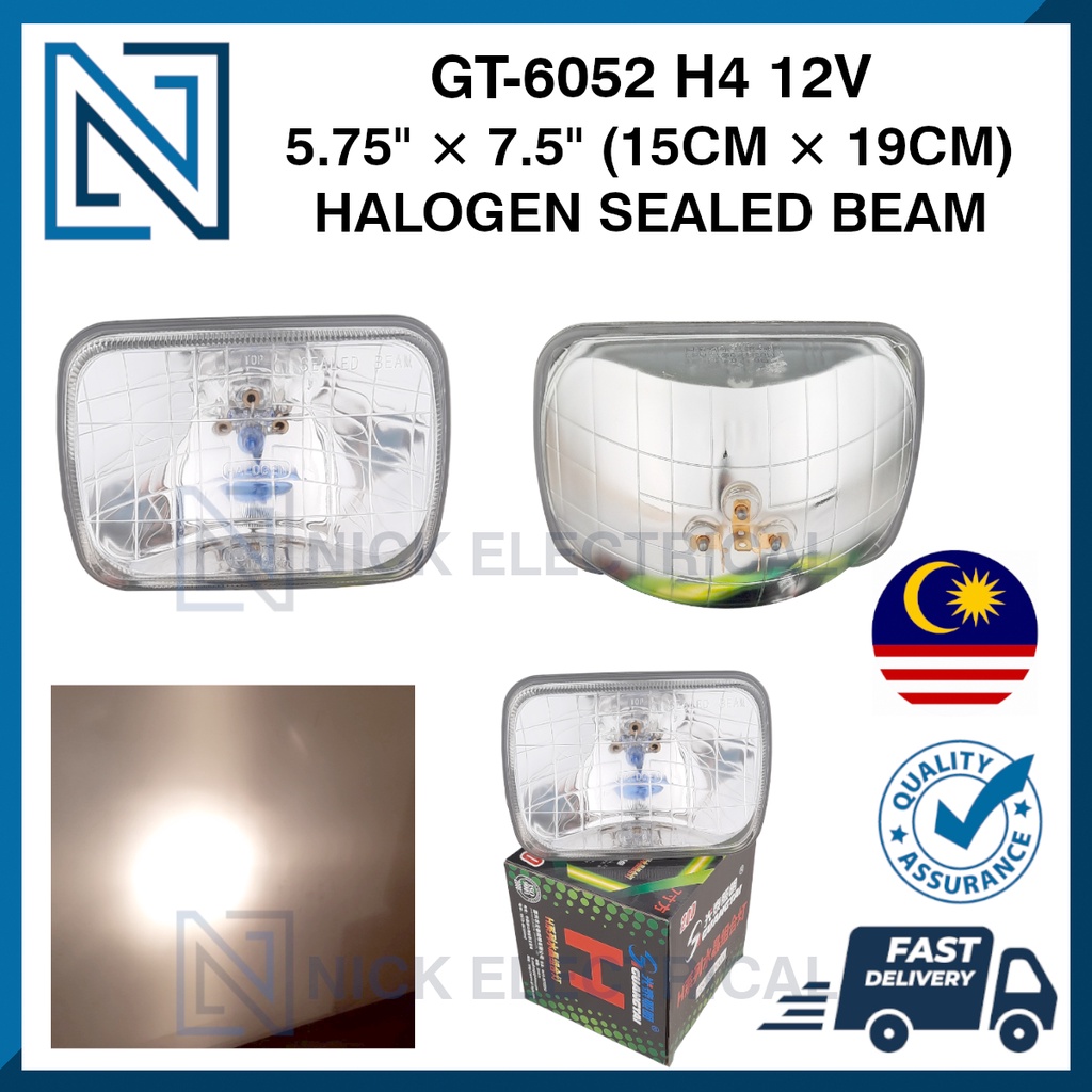 6052 SQUARE H4 4000K xx 7 SEALED BEAM TOYOTA HILUX LN166 HIACE LH112 113 HICOM 2.8 4.3 FORD T3000 LA