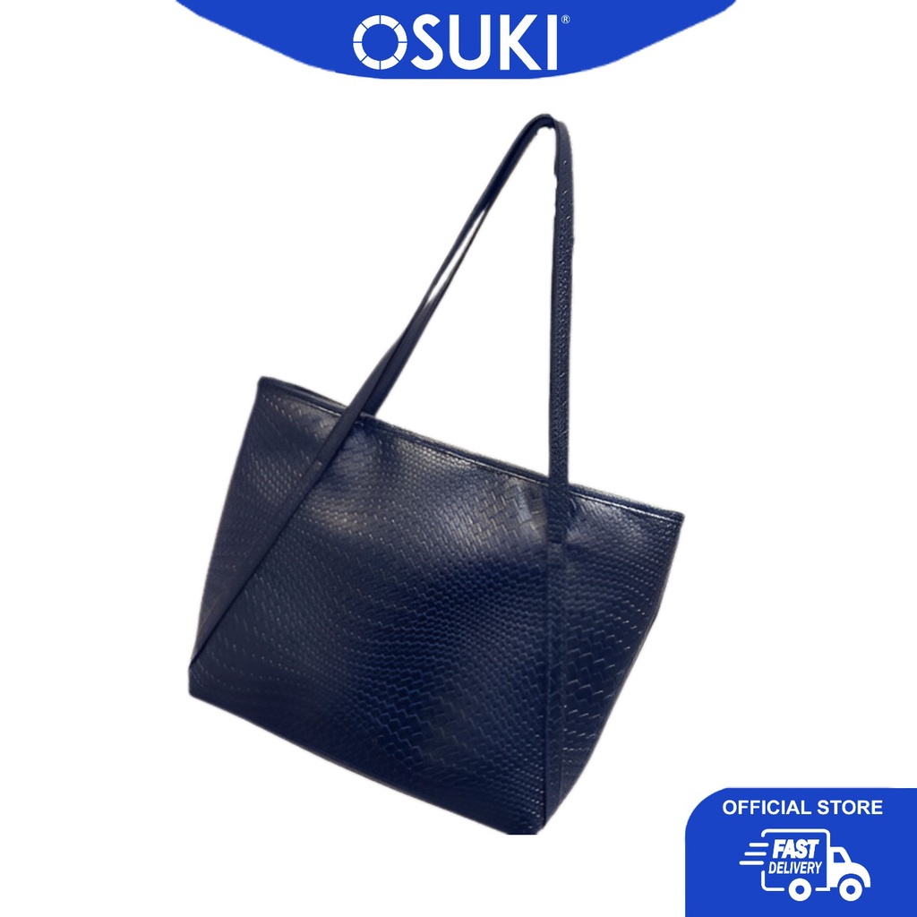OSUKI กระเป๋าสะพายหนังหรูหรา 12209 - สีดํา