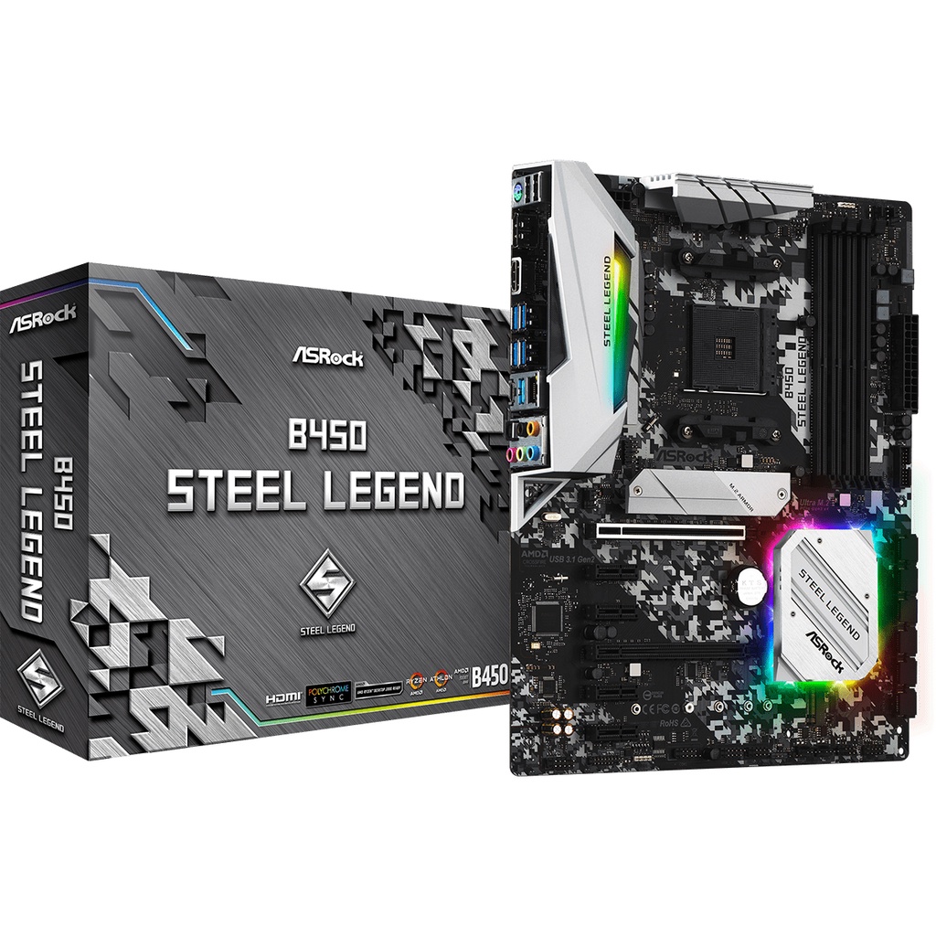 MAINBOARD (เมนบอร์ด) AM4 ASROCK B450 STEEL LEGEND RGB พร้อมส่ง
