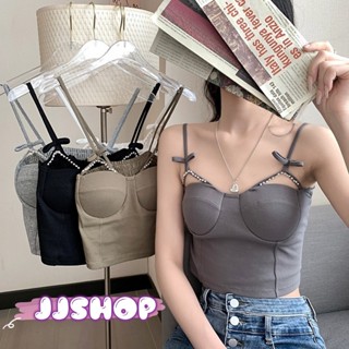 JJ shop 💜พร้อมส่ง เสื้อสายเดี่ยว มีฟองน้ำ ผ้านิ่มใส่สบายมาก "FY619" -N