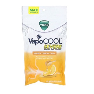 ลูกอม Vick VapoCool Severe , Winterfrost, lemon จำนวน 45 เม็ด Drops