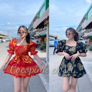 👗C038👗❤พร้อมส่งเซต3ชิ้น ชุดเซตเสื้อ+กางเกงขาสั้น(แถมโบว์ผูกผม/ผูกเอว)#ชุดแดง#ชุดตรุษจีน#ตรุษจีน