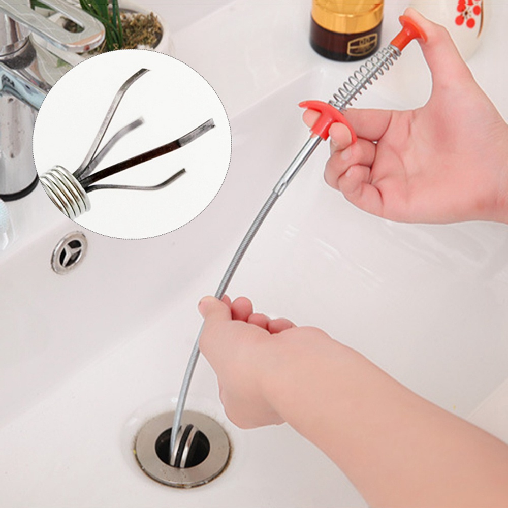ที่คีบผมอุดตันท่อ Drain Clog Remover แบบก้ามจับ สำหรับอ่างล้างหน้า อ่างล้างจาน ห้องน้ำ และท่อระบายน้ำ