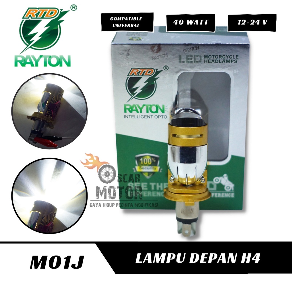 โคมไฟฉาย LED RAYTON M01J H4 พร้อมพัดลม 48 วัตต์ สําหรับรถจักรยานยนต์และรถยนต์