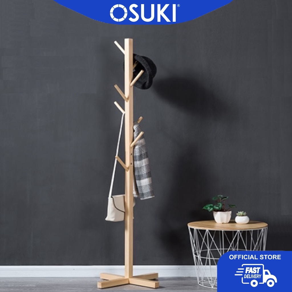 OSUKI ราวแขวนผ้าไม้ธรรมชาติ | Penyangkut Baju Kayu