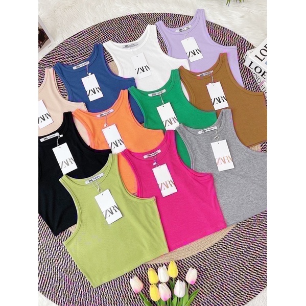 พร้อมส่ง เสื้อครอปกร้ามงานป้ายZARA