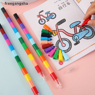 [FREG] ดินสอสีน้ํามัน บล็อกตัวต่อ รูปกราฟฟิตี้น่ารัก สีพาสเทล เครื่องเขียน สไตล์เกาหลี สร้างสรรค์ สําหรับเด็กนักเรียน 12 สี 1 ชิ้น FDH