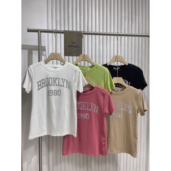 เสื้อยืดรีดเพชร BROOKLYN 1980🌟ป้าย it's me basic