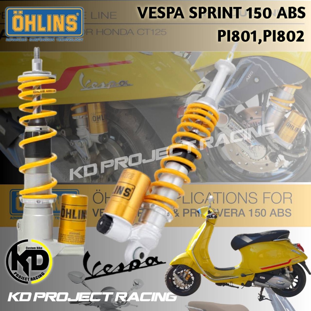 โช๊ค Ohlins Pi 801 และ Pi 802 , Pi301 โหลด Vespa Sprint 150 ABS 2017-2025