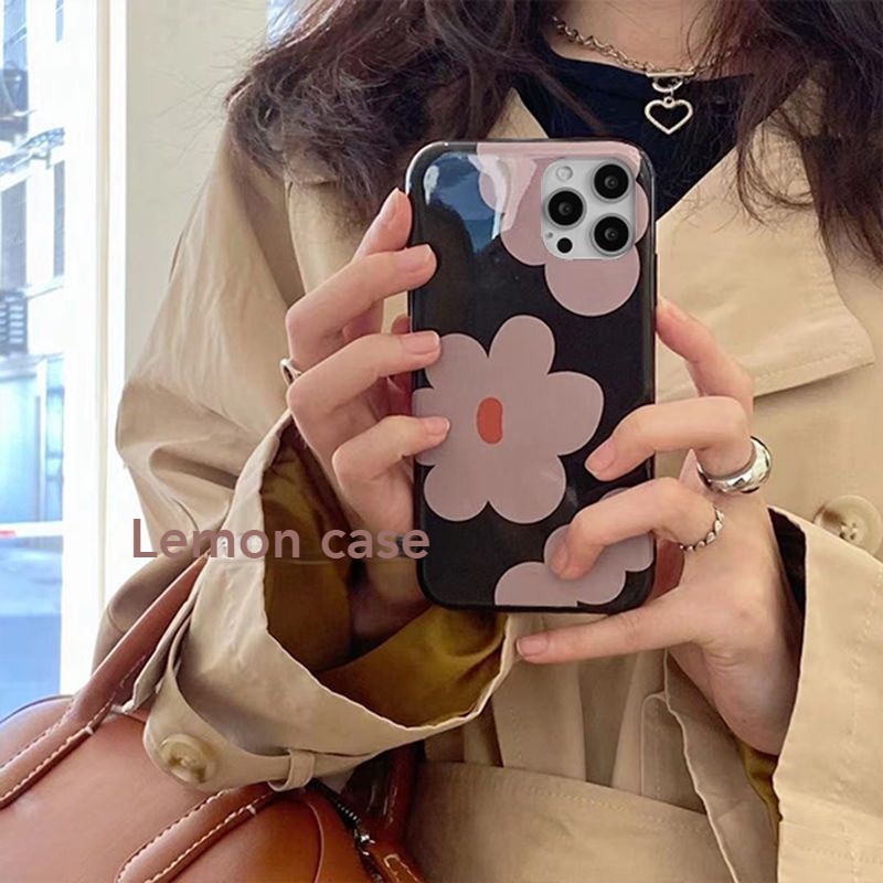 [Lemon] เคสโทรศัพท์มือถือ ลายดอกไม้ สไตล์เกาหลีย้อนยุค ฤดูใบไม้ร่วง ฤดูหนาว สําหรับ iPhone 14 14pro 14promax 14plus 13 13pro 13promax 7 8 7plus 8plus 11 12 XR XSMAX 12pro 11promax 12promax
